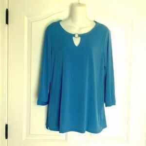 Womens Notations 3/4 Sleeve Blue Blouse  M
